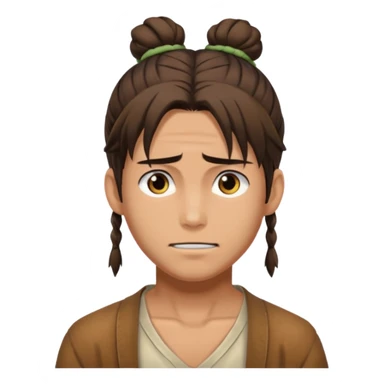eren jeager with hair Half-up man bun sticker