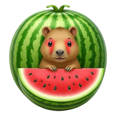 capybara peeking out of a watermelon sticker