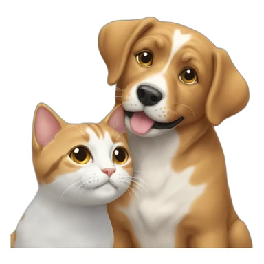 Cat petting a dog sticker