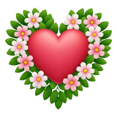 a heart made of flowers with leaves sticker