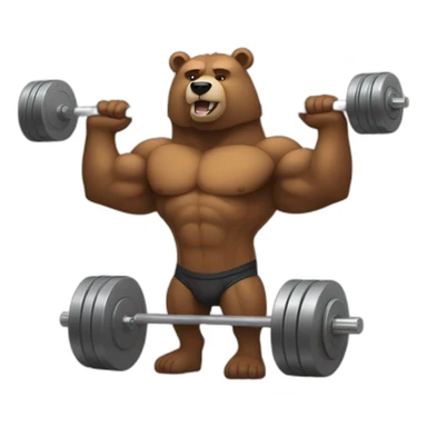 Very buff Bear weights lifting gym sticker