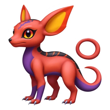 Cute Exotic Colorful Guilmon-Salandit-Umbreon-Fakémon-hybrid-creature (full body)  sticker