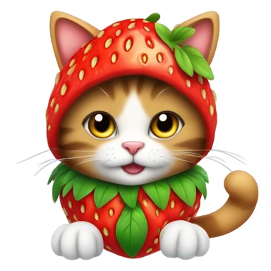 Cat wearing strawberry costume sticker