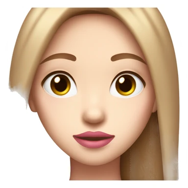 very pretty girl with straight light brown hair pink big lips and white top and white SKIN sticker