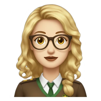 chatain hair pale skin women golden rounded glasses with a coffee and starbuck uniform sticker