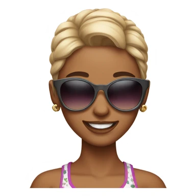 happy girl in crop top and shades sticker