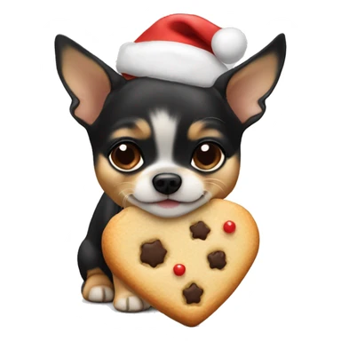 black & tan chihuahua puppy holding a christmas cookie sticker
