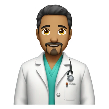 Full Latino man with goatee and lab coat sticker