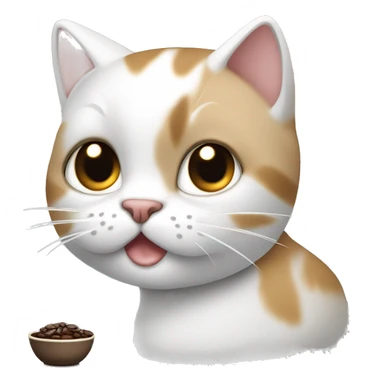 Gato blanco con manchas negras y cafeses con una liña cara sticker