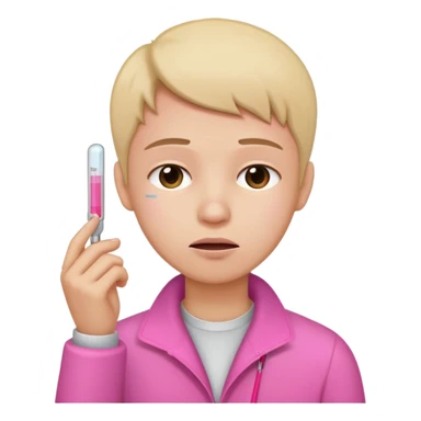 dolor de cabeza, garganta y un termómetro rosita. sticker