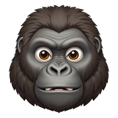 Expressive gorilla head, detailed ape features, strong facial structure, primate emoji sticker