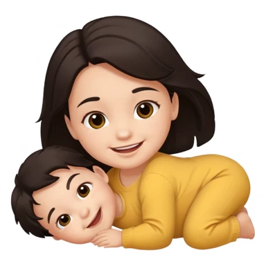 baby dark hair lying on ground sticker