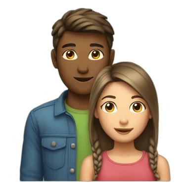 1 girl and 1 boy having sticker