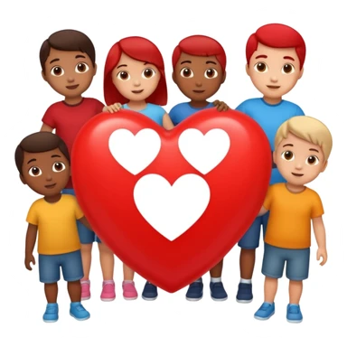 big heart with several small child figures inside sticker