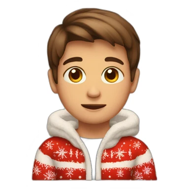 young boy brown hair sitting in christmas sweather sticker