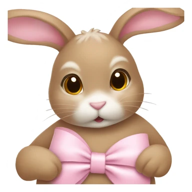 bunny wearing a baby pink ribbon on her ears sticker
