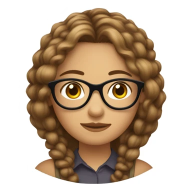 Fille chatain clair cheveux longs lunettes ronde  yeux marrons corps e sticker