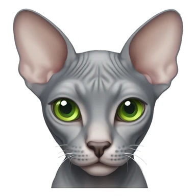 Gray sphynx cat with green eyes sticker