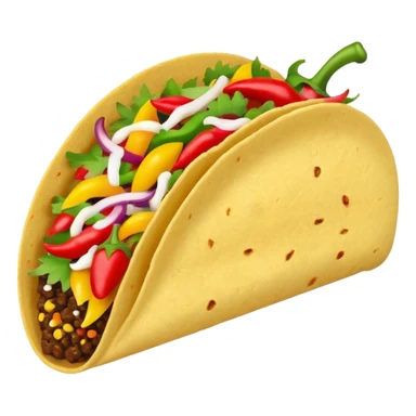 Mexican cuisine humanless avatar in bright style illustration. Taco with peppers, colorful palette, simple shapes, flat design, festive and bold. sticker