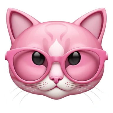 A 3D cartoon rose-pink cat-eye shaped spectacle, glossy curved frame, soft reflections, isolated on plain background. only glasses. sticker