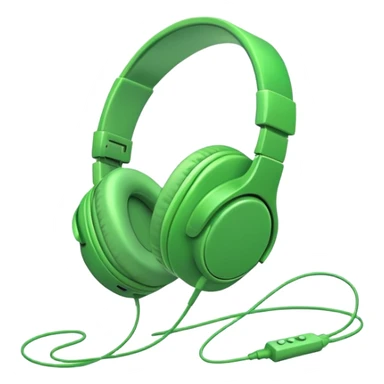 simple green headphones with one cord running down off the bottom edge sticker