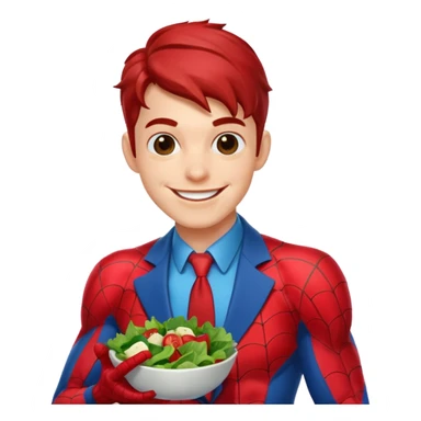 emoji de spiderman comiendo sano sticker