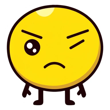 yellow face with one eye half-closed and the other open, confused and annoyed expression sticker