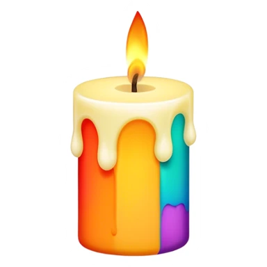 Candle making icon, candle with a wick, melting wax, colorful wax blocks, minimalistic style, clean lines, transparent background. sticker