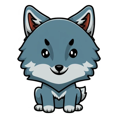 gray wolf face, front view sticker