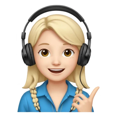 Gonemili Grace, micro qui chante avec casque au oreille sticker