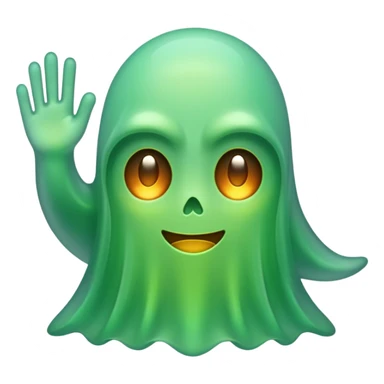 Green ghost floating playfully sticker