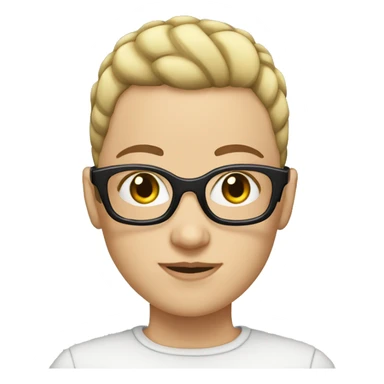 White girl with buzz cut and glasses is sticker