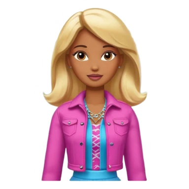 Brown skin blonde hair barbie in front of mountains sticker