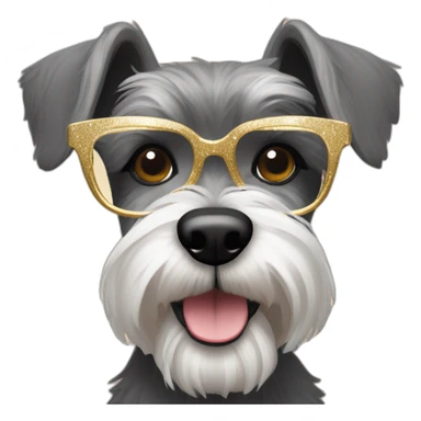 a cute schnauzer dog with golden New Year's Eve holiday glasses sticker
