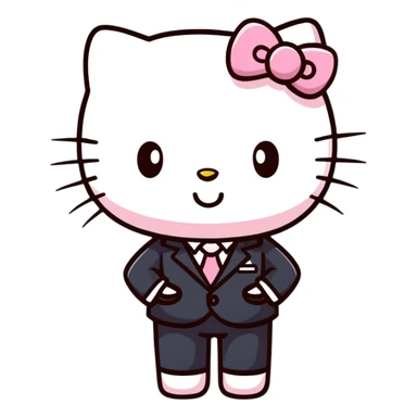 Hello Kitty in business attire working sticker