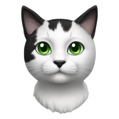 black and white cat green eyes sticker