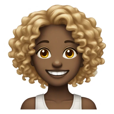 smiling girl with curly hair with septum ring and braces sticker