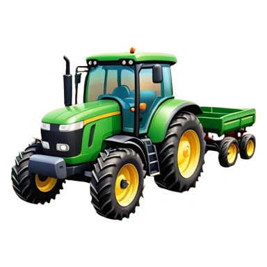 An icon showing close-up tractor in a colorful rural landscape, inspired by Farming Simulator 23. The design features vibrant fields, barns, and crops under a bright sky, with tractors working the land. The peaceful and immersive farming environment is highlighted with a transparent background sticker