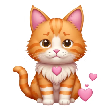 orange tabby cat with pink hearts sticker