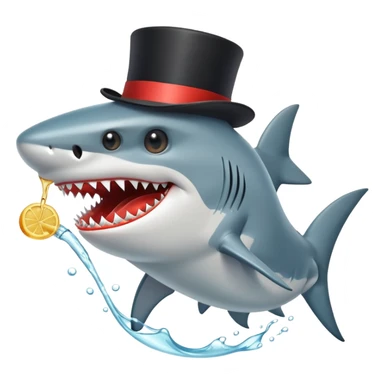 Shark with a top hat vomiting sticker