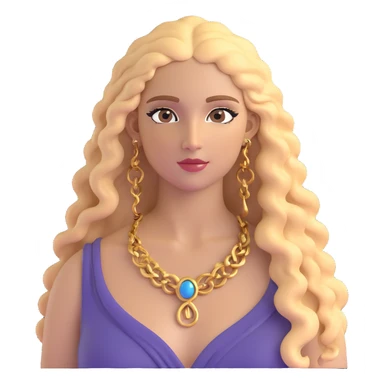 attractive Greek woman with long curly hair and light skin wearing gold Greek jewelry sticker