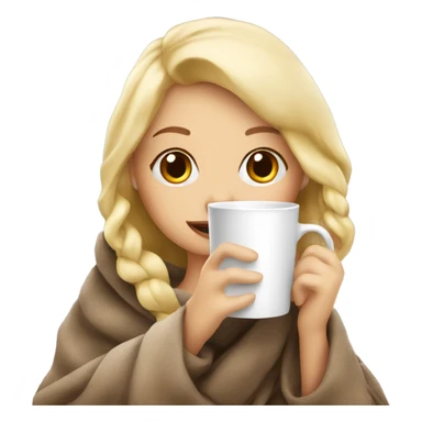  Cute Blonde girl wrapped in blanket drinking coffee sticker