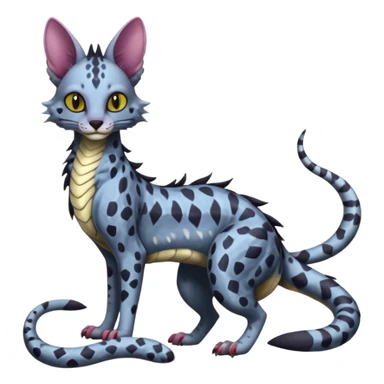 Flurry furry colorful dark edgy gloomy dusky scaly sergal-serval-possum-sphynx-Koi-sergal-fusion-animal-hybrid-creature with a snake-tail sticker