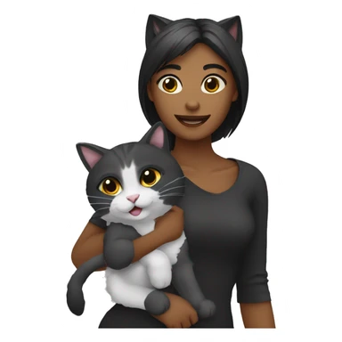 Gata preta e gata cinza brincando sticker