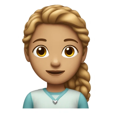 Light-skinned brown-haired girl shows love sticker