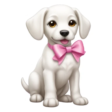 a white puppy with a pink bow sticker