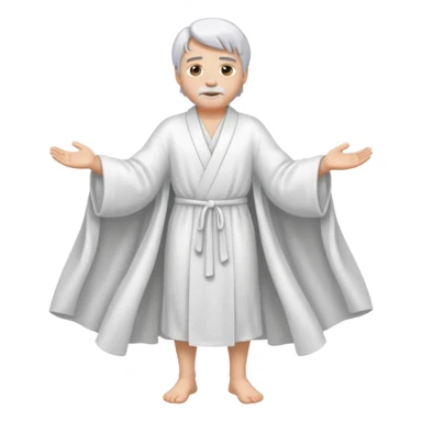 fullbody silverhair god, white robe sticker
