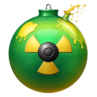 create a poison bomb which is radioactive in color, make the poison inside spoiling out and make the bomb gradient from green to yellow, make the bomb a sphere, dont add a radioactive symbol in the middle sticker