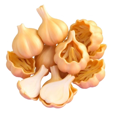 crispy fried garlic, clean, minimal, cute, well-lit, soft shadow, white background sticker