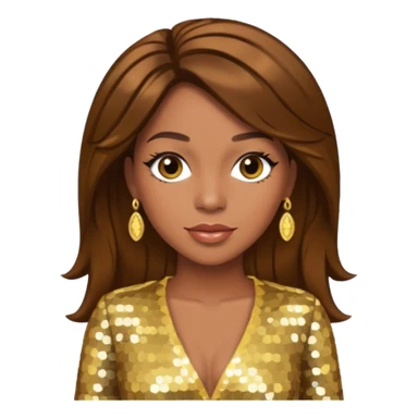 Farrah Franklin from Destiny's Child with brown hair, gold sequin outfit sticker